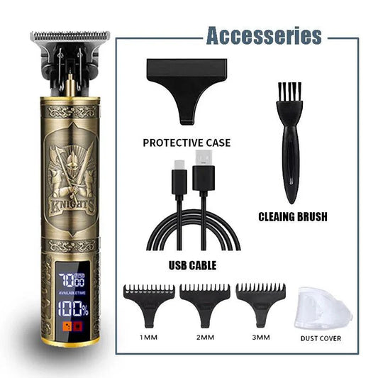 Máquina de Cortar Cabelo Profissional T9 – Sem Fio e Recarregável